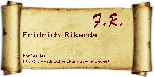 Fridrich Rikarda névjegykártya